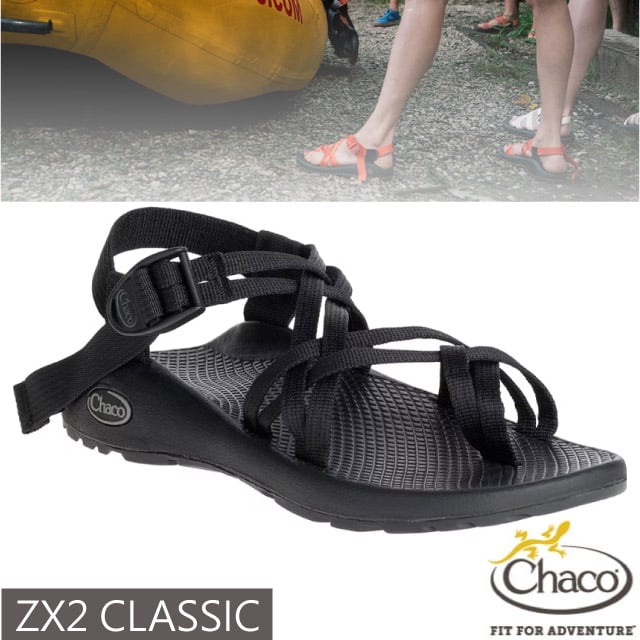 【美國 Chaco】贈置鞋袋!女 ZX2 CLASSIC 越野運動涼鞋(雙織夾腳款)CH-ZCW04-H405 黑色✿30E010